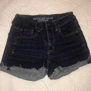 American Eagle dark wash cut off shorts
